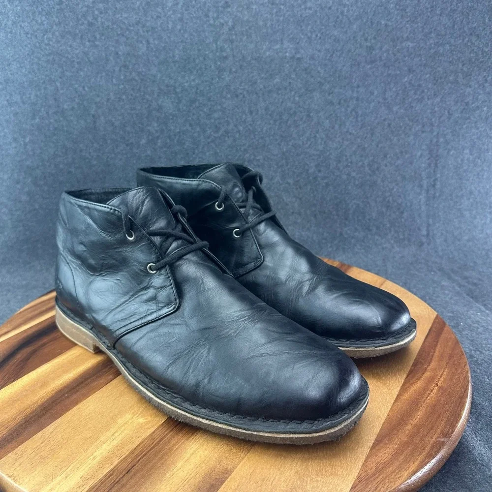UGG Leighton Black Leather Chukka Boots Mens 13 S/N 3275 Ankle Desert Boots